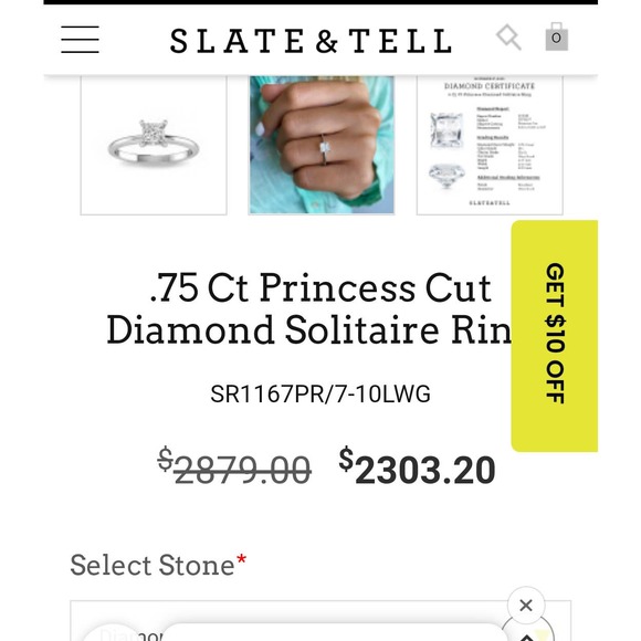 14k Princess Diamond Wedding Engagement Ring 14K Gold size 6,7,8 - Picture 11 of 12